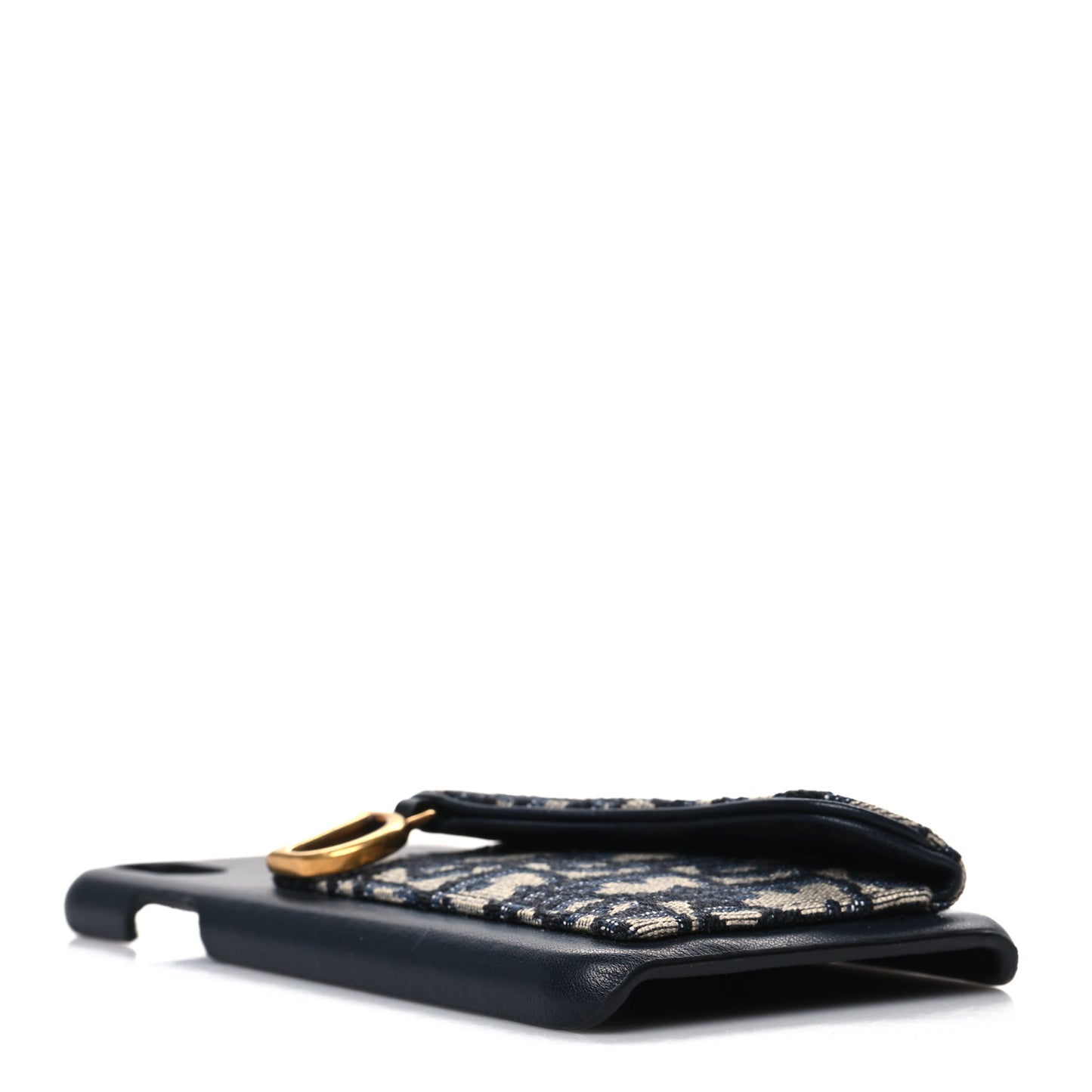Oblique Calfskin Saddle iPhone X Case Blue