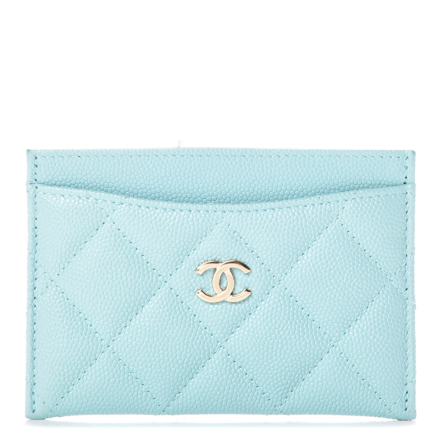 Caviar Quilted Card Holder Light Blue