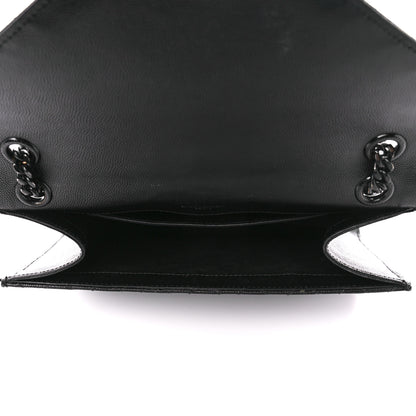 Saint Laurent Grain De Poudre Textured Mixed Matelasse Triquilt Medium Monogram Monochrome Satchel Black 5 of 13