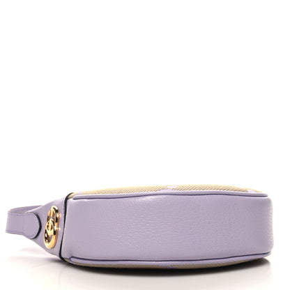 Gucci Monogram Jumbo GG Textured Dollar Calfskin Mini Ophidia Half Moon Hobo Beige Lapis 4 of 10