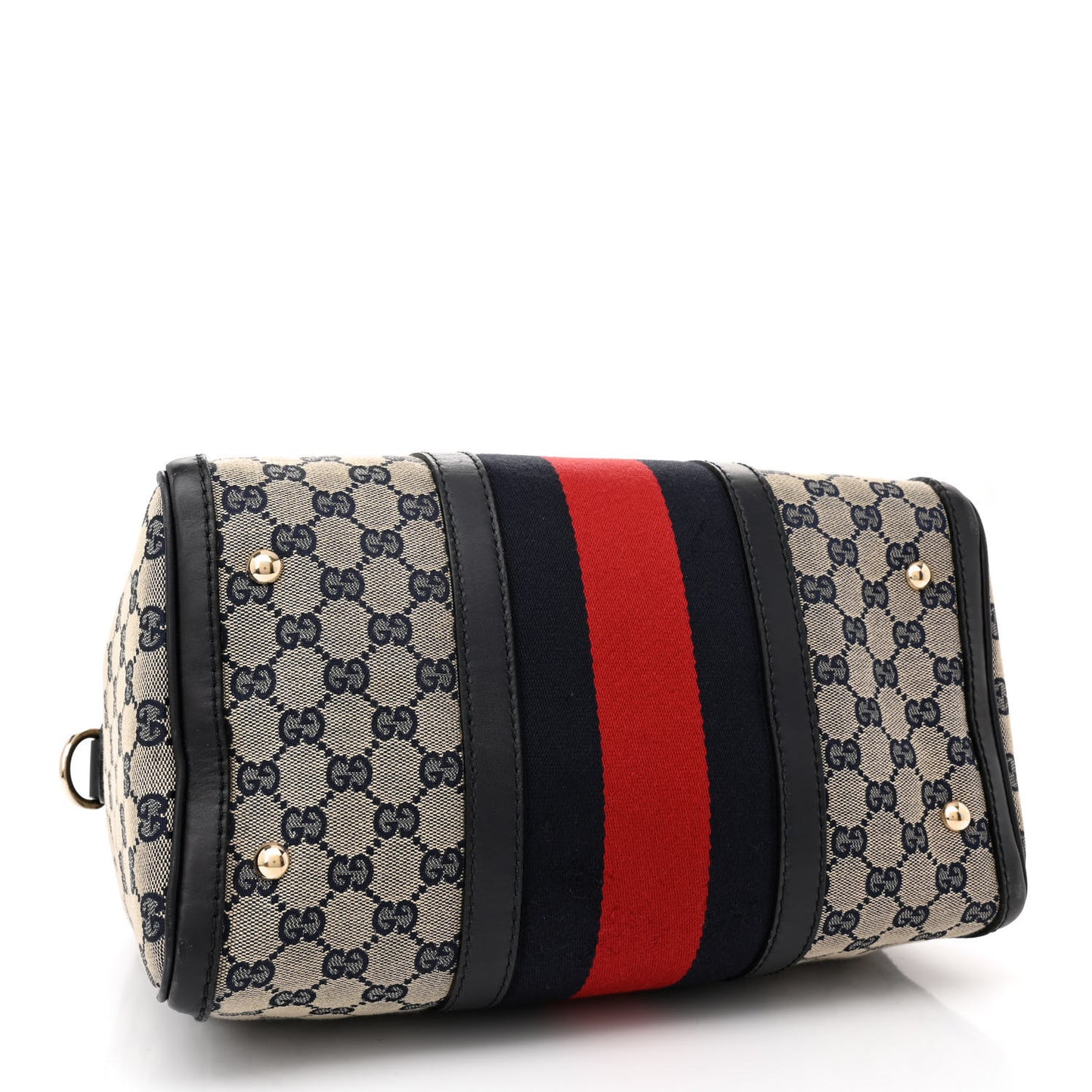 Monogram Selleria Calfskin Vintage Web Medium Boston Beige Blue