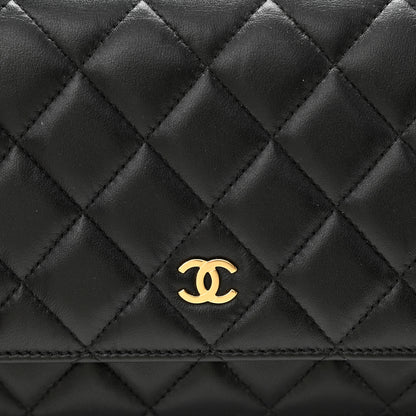 Chanel Lambskin Quilted Wallet On Chain WOC Black 11 of 14