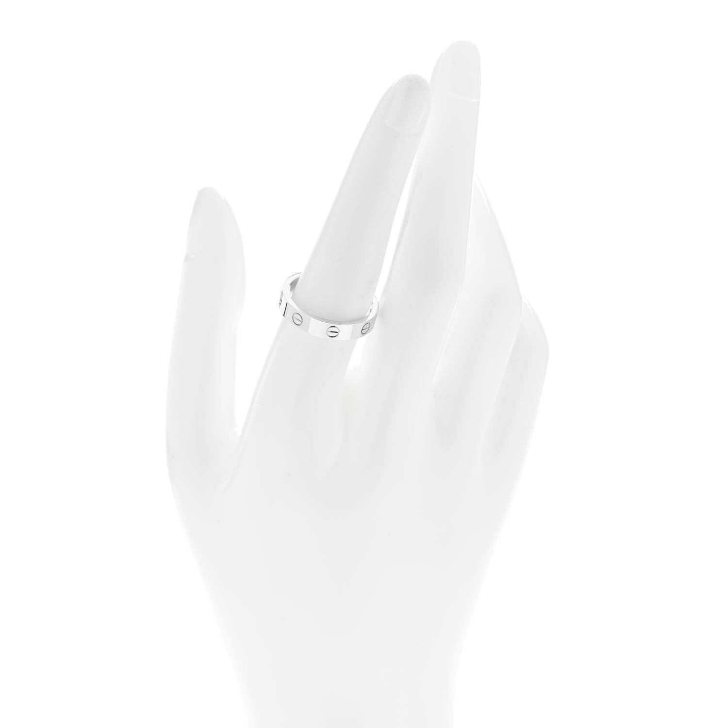 Cartier 18K White Gold Diamond 4mm LOVE Wedding Band Ring 57 8 2 of 5