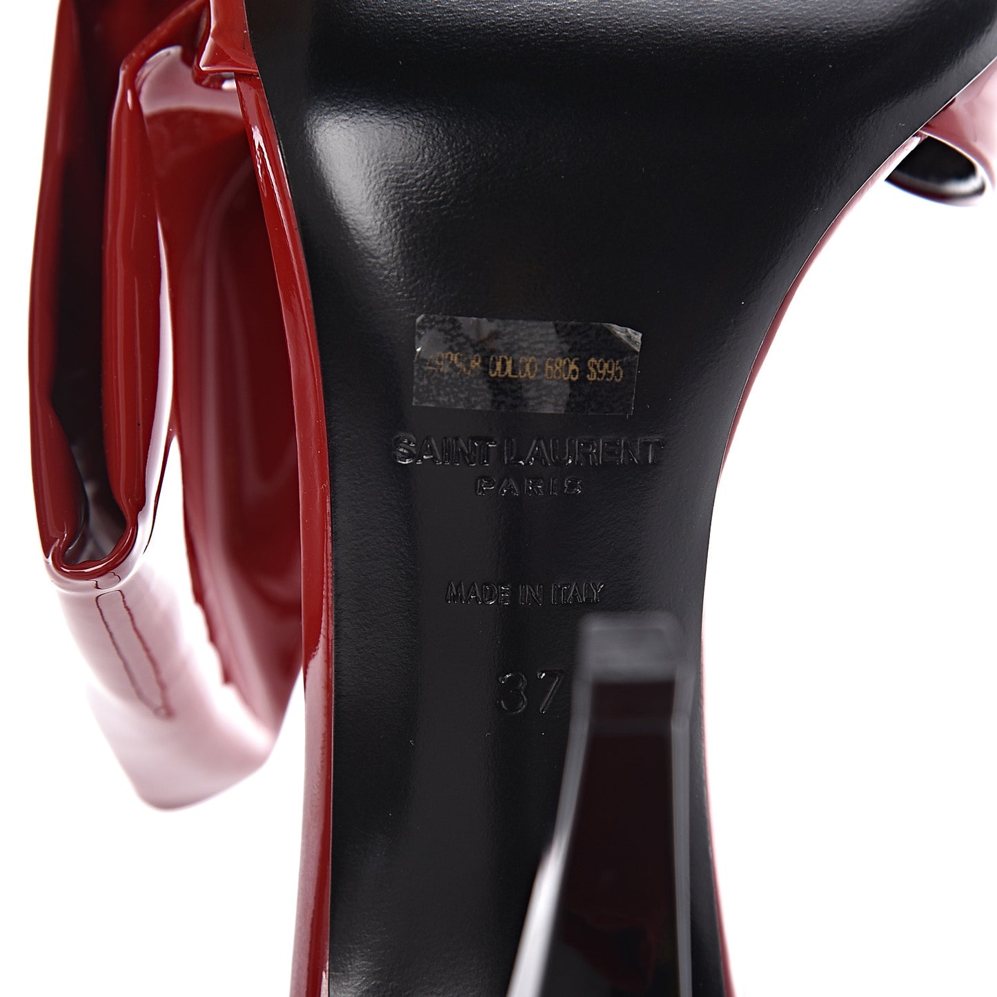 Patent Calfskin Freja 105 Bow Sandals 37 Rouge Eros