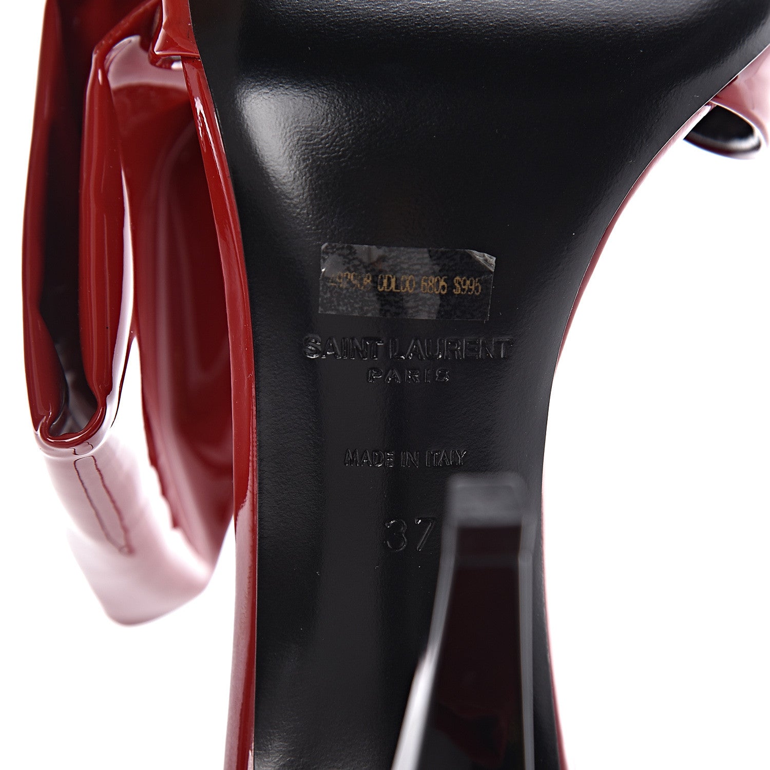 Saint Laurent Patent Calfskin Freja 105 Bow Sandals 37 Rouge Eros 10 of 12