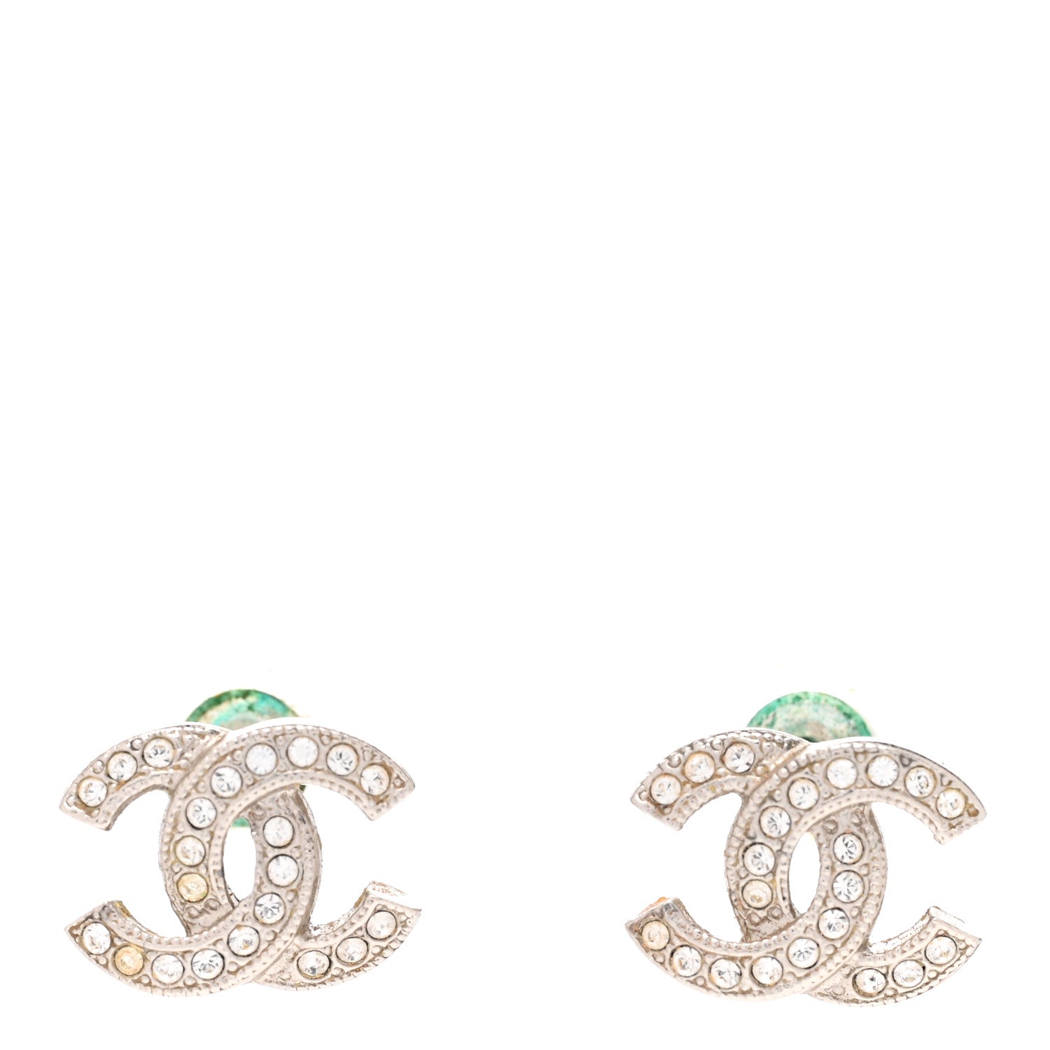 Chanel Crystal CC Earrings Silver 1 of 5