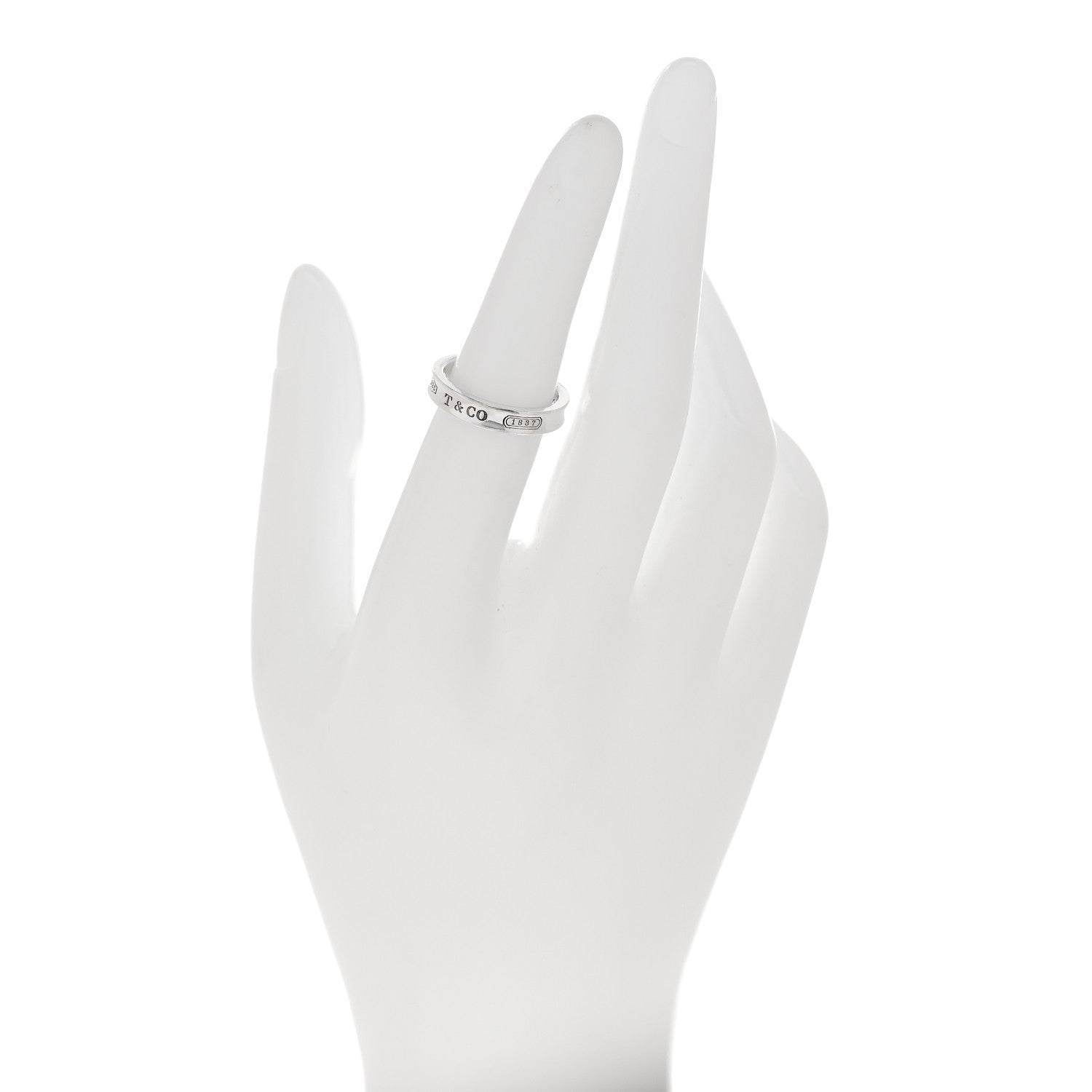 Tiffany Sterling Silver Narrow 1837 Band Ring 50 5.25 2 of 4