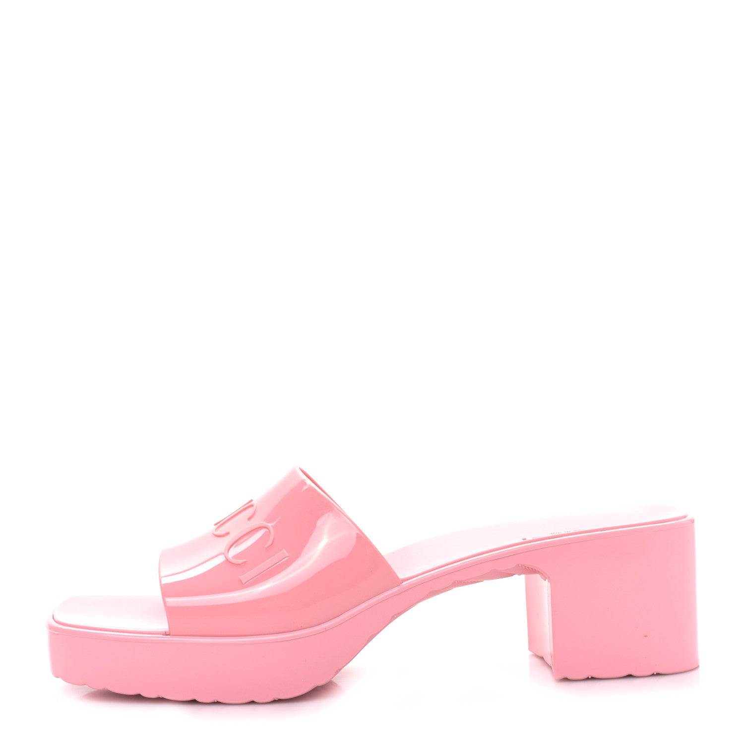 Gucci Rubber Gucci Logo Womens Platform 20/60mm Slide Sandals 41 Wild Rose 1 of 9
