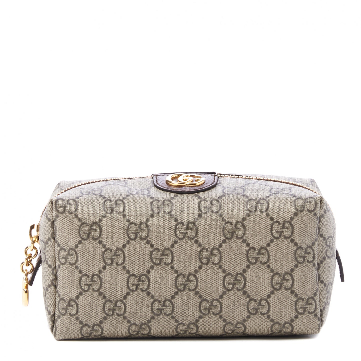 Soft GG Supreme Monogram Calfskin Medium Ophidia Cosmetic Case Beige Ebony New Acero