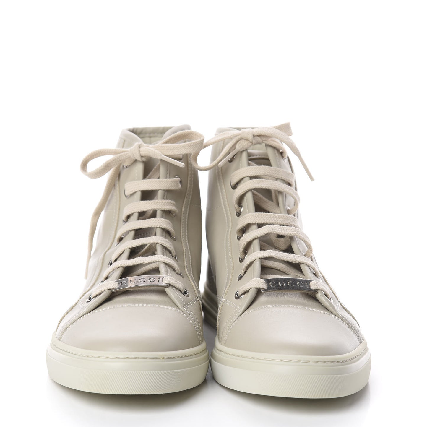 Calfskin Womens High Top Sneakers 39.5 Mystic White