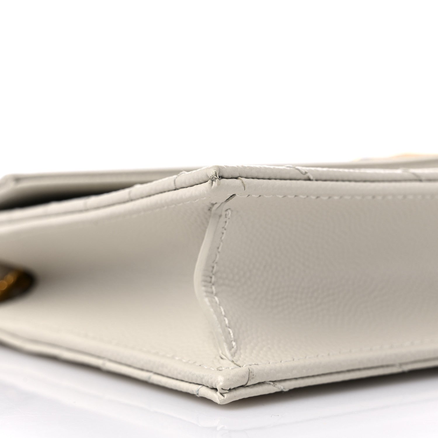 Saint Laurent Grain De Poudre Matelasse Chevron Cassandre Envelope Chain Wallet Crema Soft 8 of 11