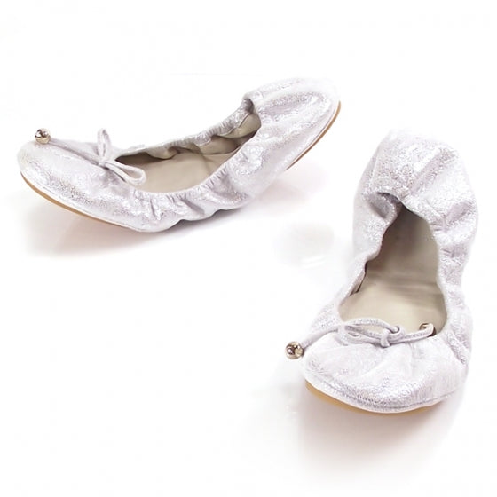 Calfskin Ballet Bow Flats Silver 39