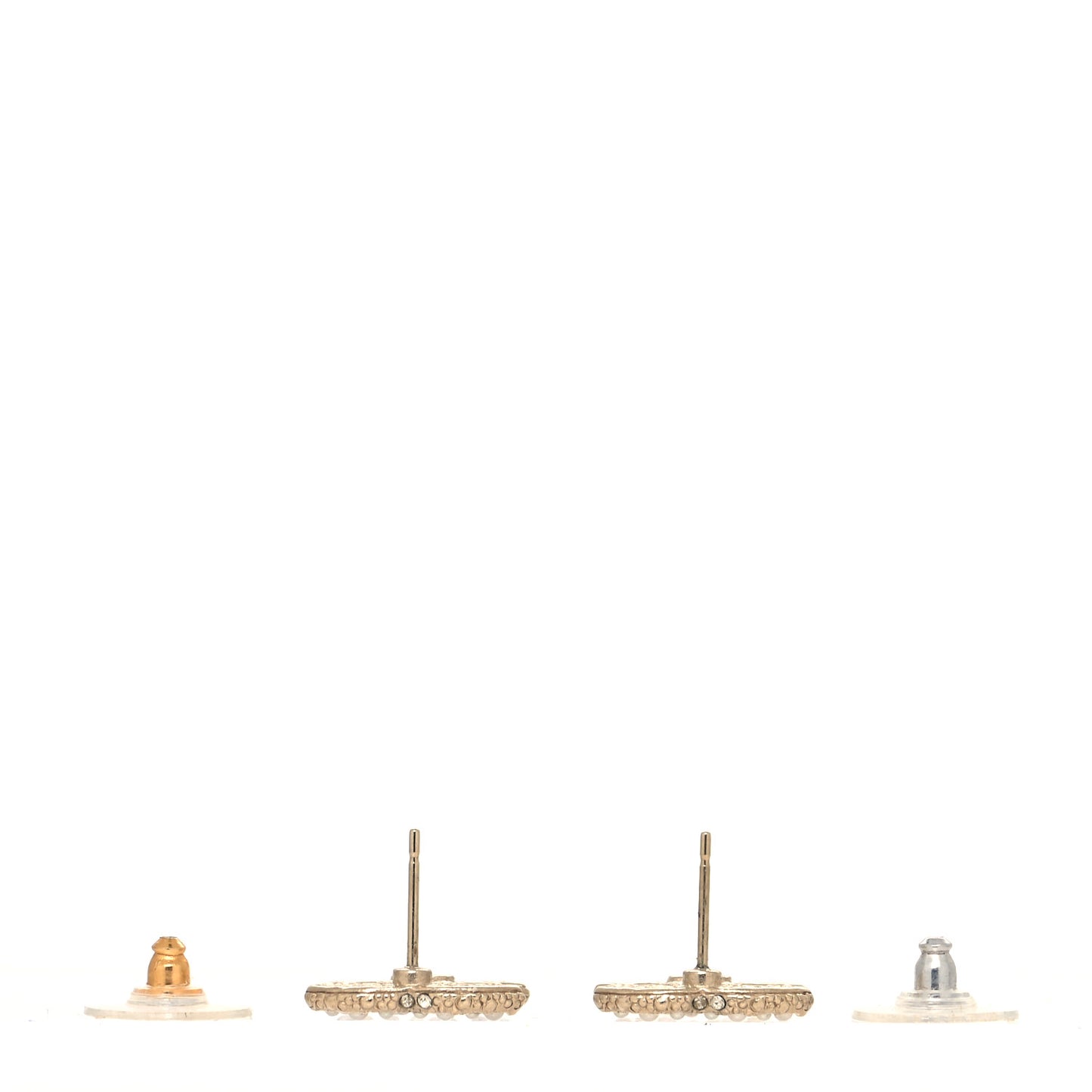 Metal Graduated Pearl Crystal CC Earrings Light Gold