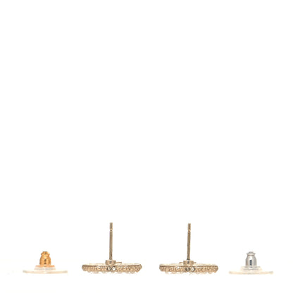 Chanel Metal Graduated Pearl Crystal CC Earrings Light Gold 3 of 4