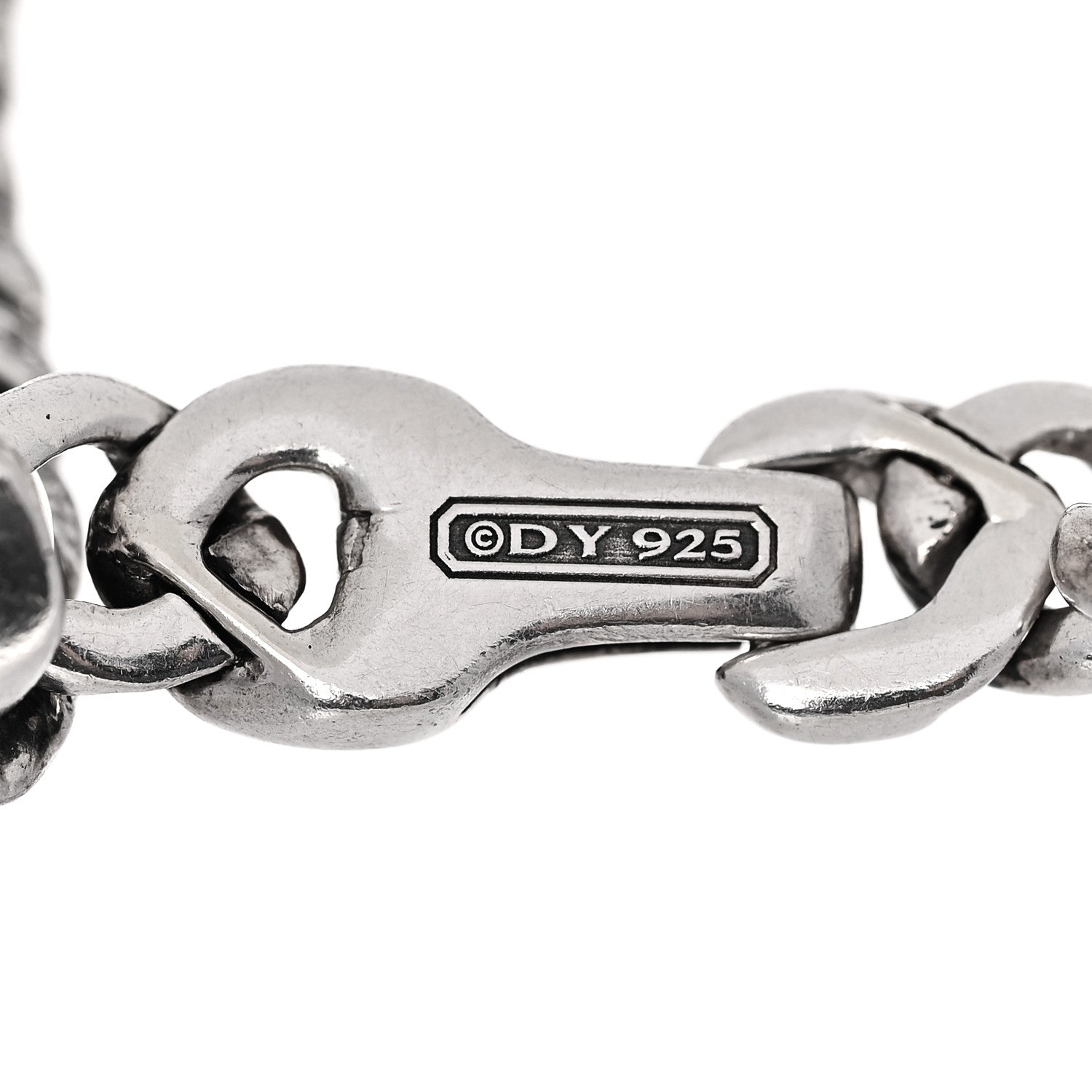 David Yurman Sterling Silver Diamond 6mm Curb Chain Bracelet 3 of 3
