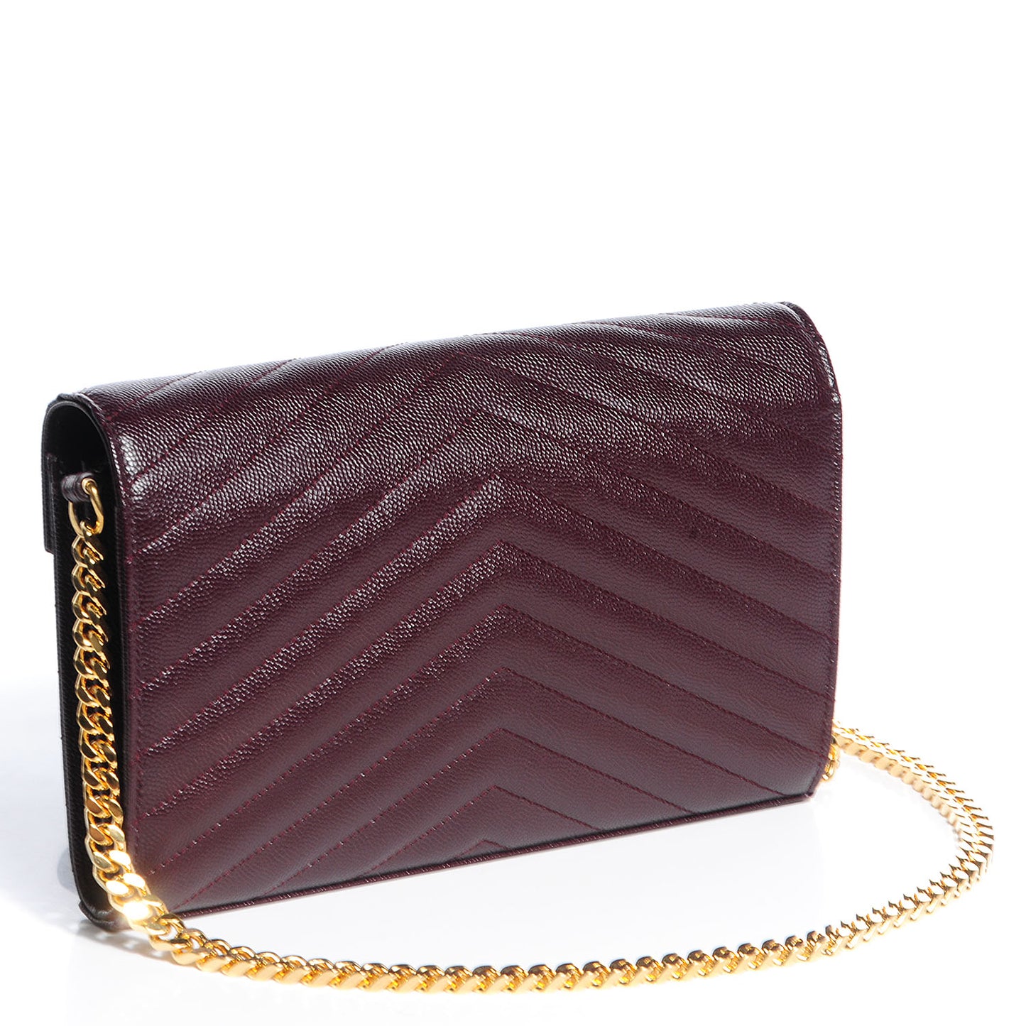 Grain De Poudre Matelasse Chevron Monogram Chain Wallet Bordeaux