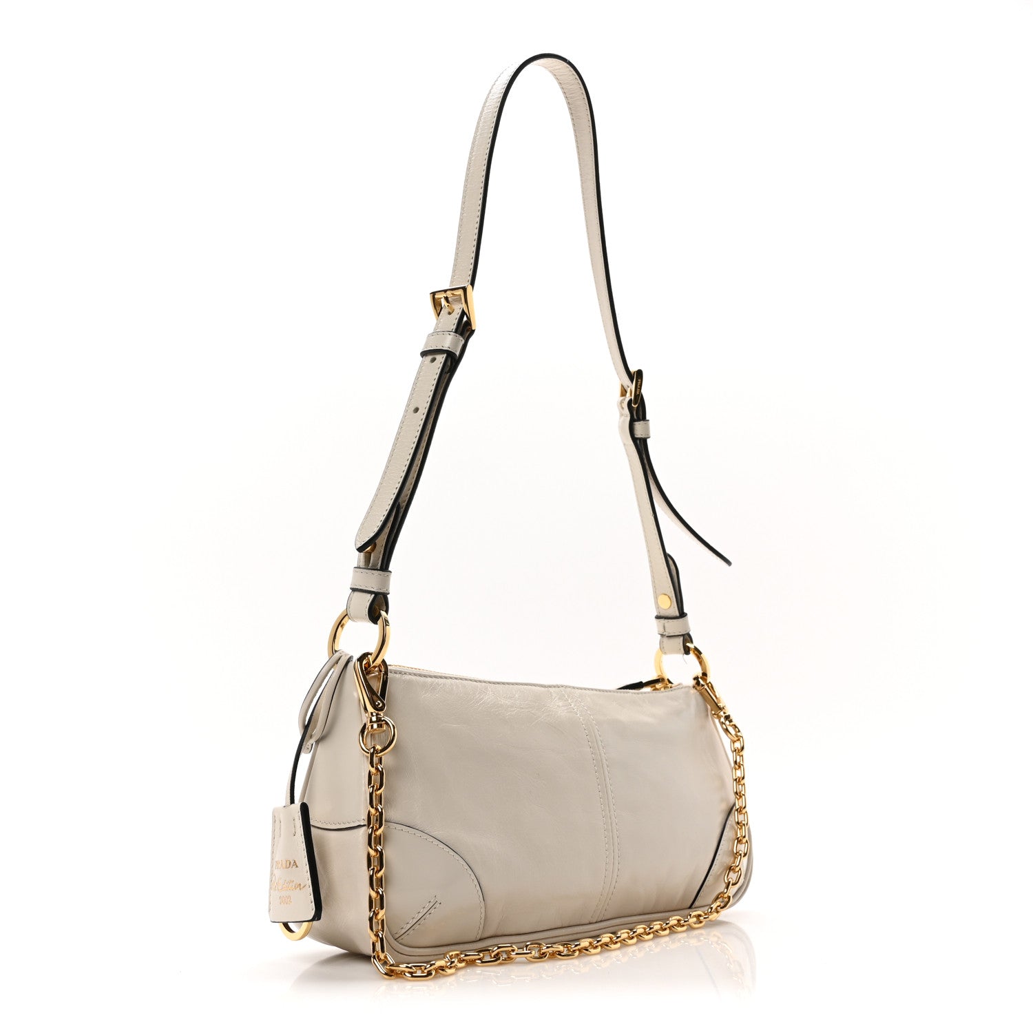 Prada Soft Lux Calfskin Medium Re-Edition 2002 Shoulder Bag White 3 of 10