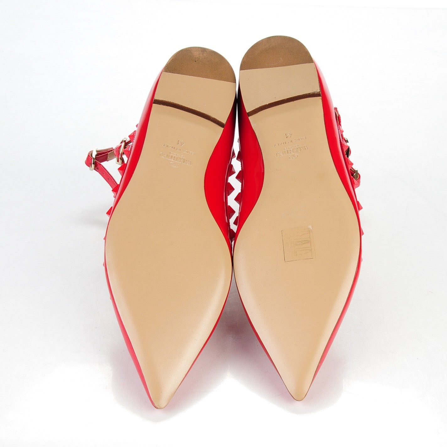 Valentino Garavani Patent Monochrome Rockstud Cage Ballerina Flats 41 Rosso Valentino 5 of 9