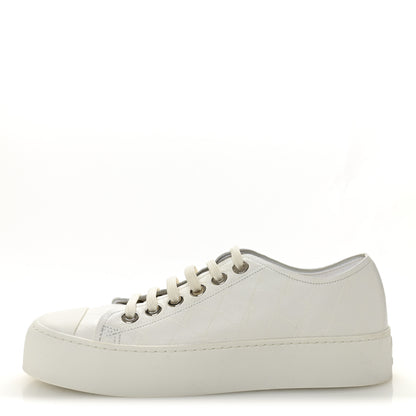 Chanel Lambskin Printed Logo Sneakers 38 White 1 of 10