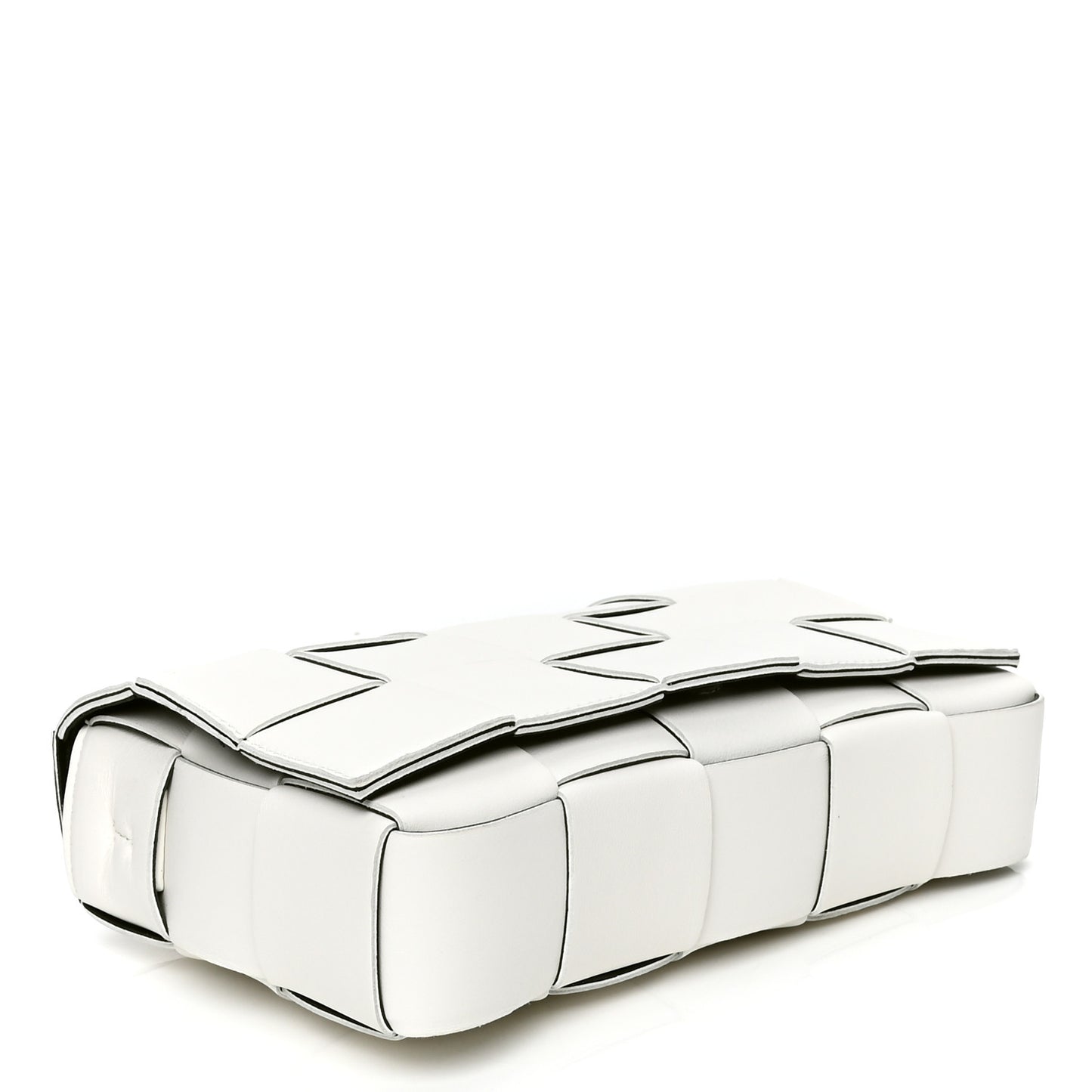 Lambskin Maxi Intrecciato Cassette Crossbody Bag White