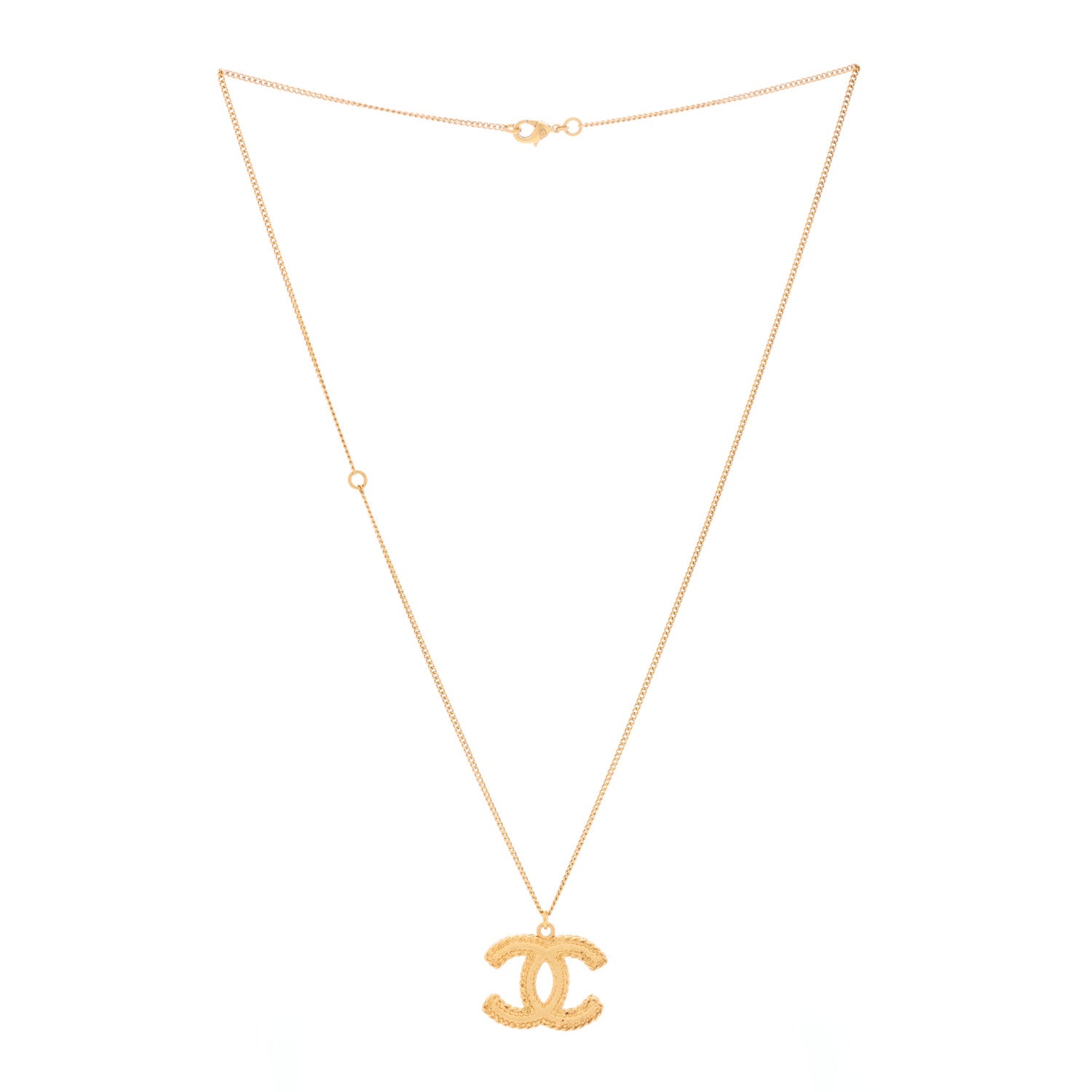 Chanel Metal CC Necklace Matte Gold 2 of 3