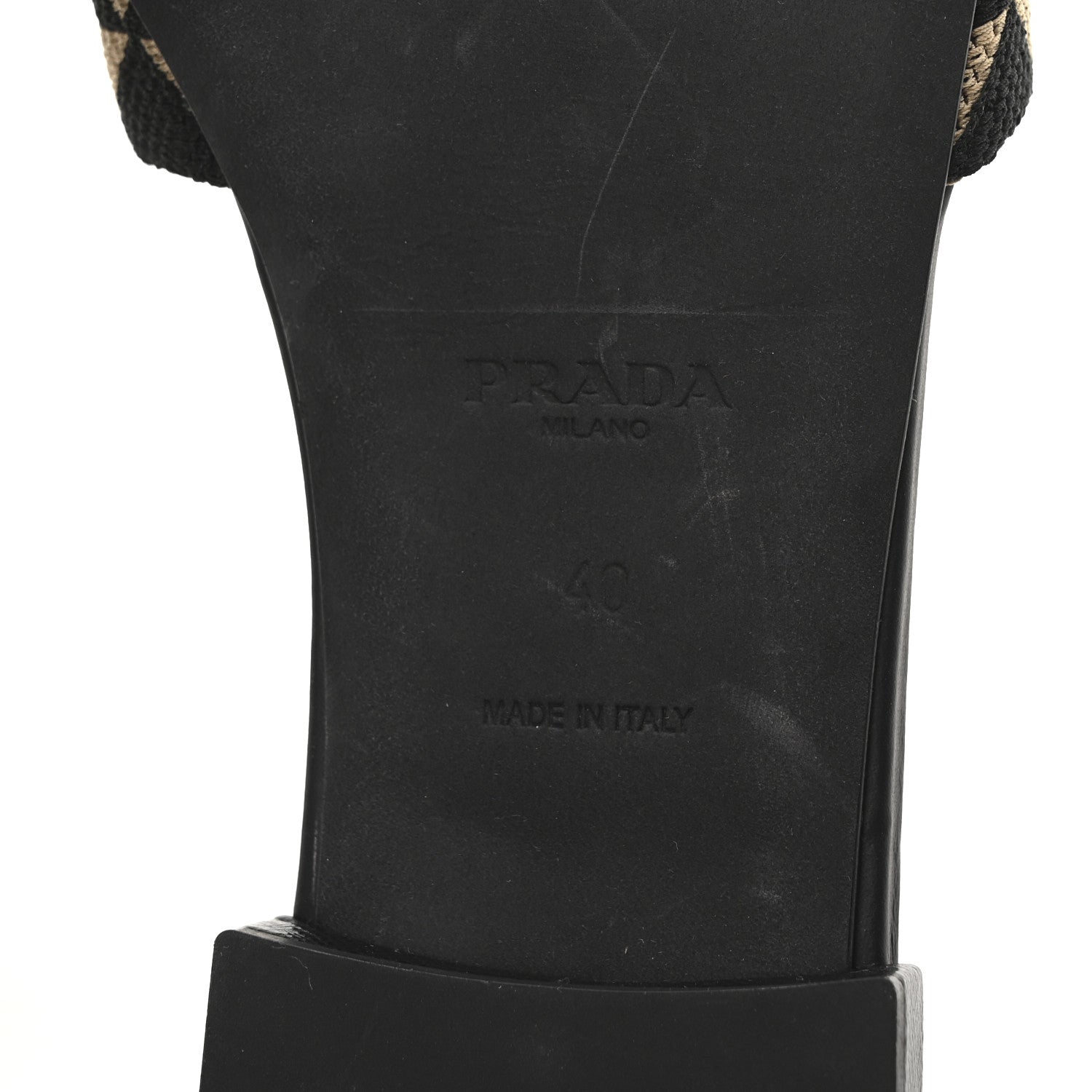 Prada Jacquard Trianglolo Symbole Embroidered Triangle 10mm Slide Sandals 40 Black Corda 7 of 8
