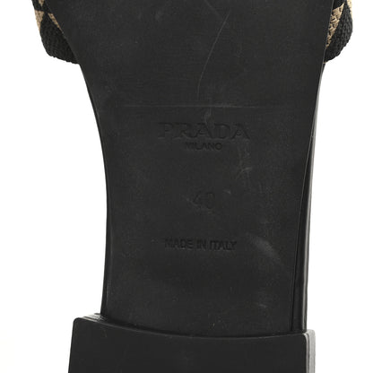 Prada Jacquard Trianglolo Symbole Embroidered Triangle 10mm Slide Sandals 40 Black Corda 7 of 8