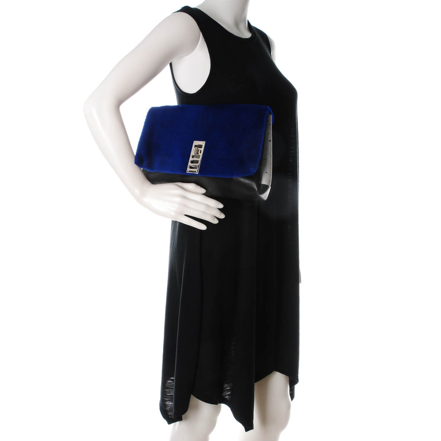 Sheephair Calfskin Suede PS Elliot Clutch Cobalt Black