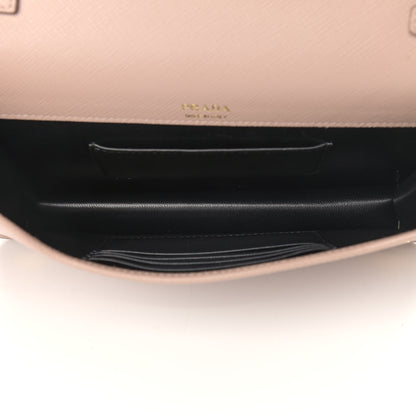 Prada Saffiano Lux Metal Logo Mini Chain Flap Crossbody Bag Cipria 5 of 8