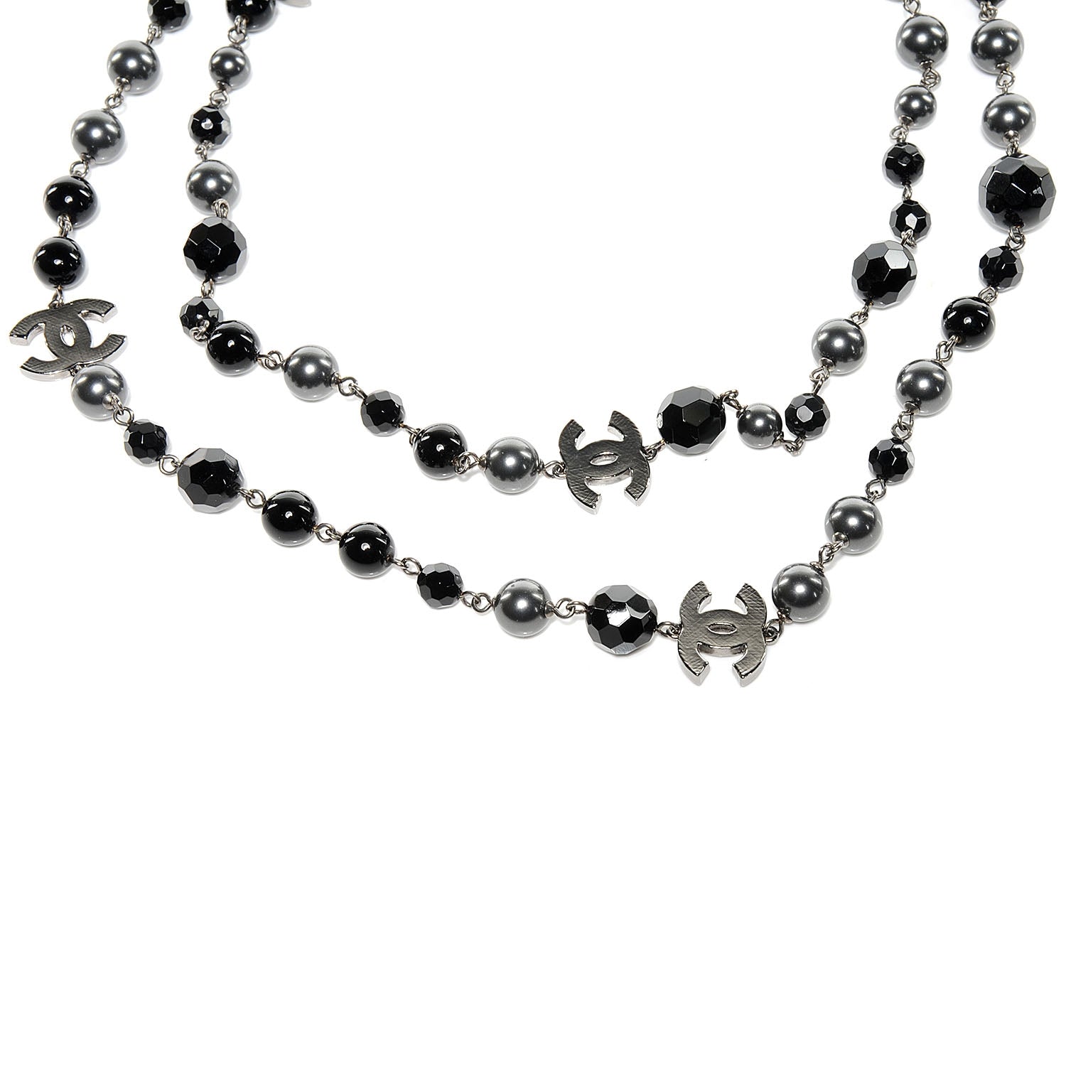 Chanel Pearl Beaded CC Long Necklace Black 1 of 5