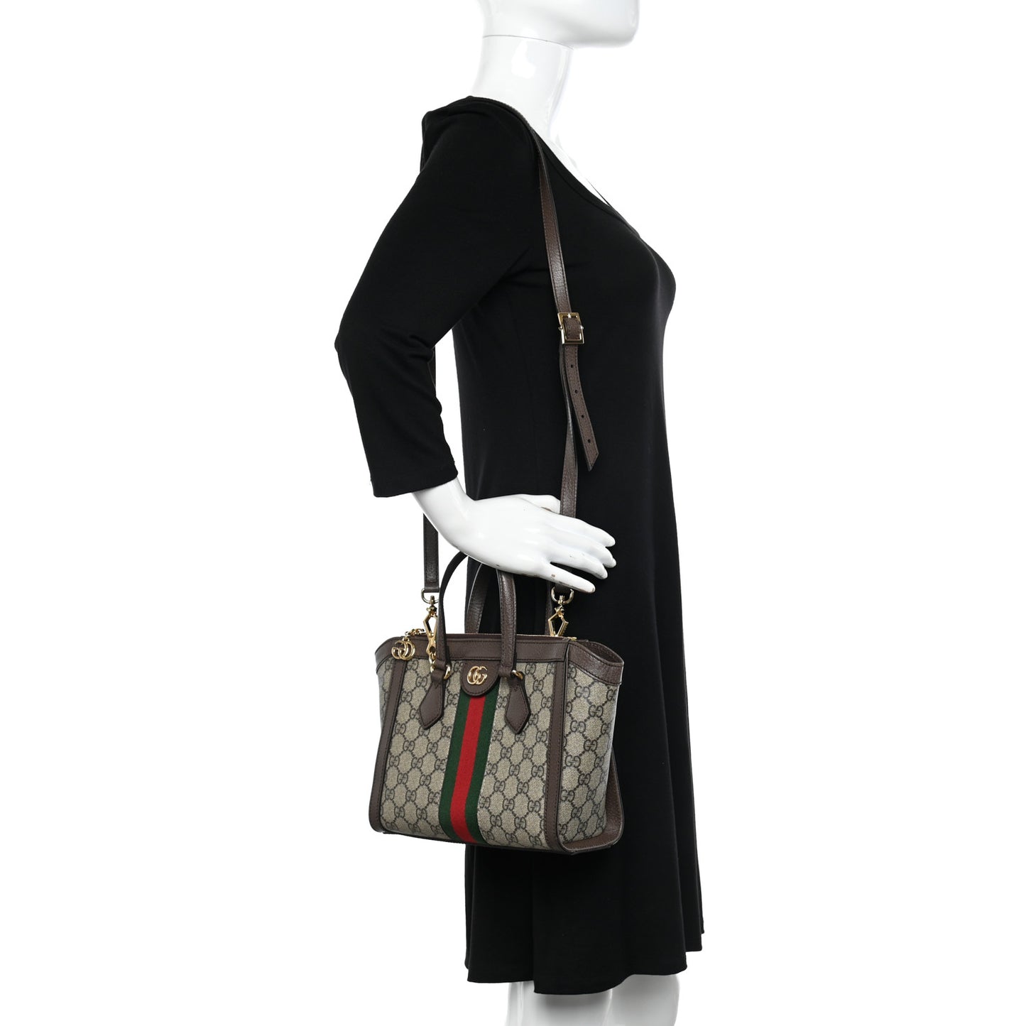 GG Supreme Monogram Small Ophidia Tote Bag Brown