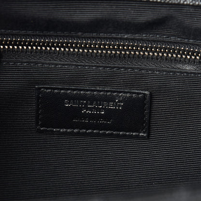 Saint Laurent Grain De Poudre Matelasse Chevron Large Monogram Satchel Black 7 of 14