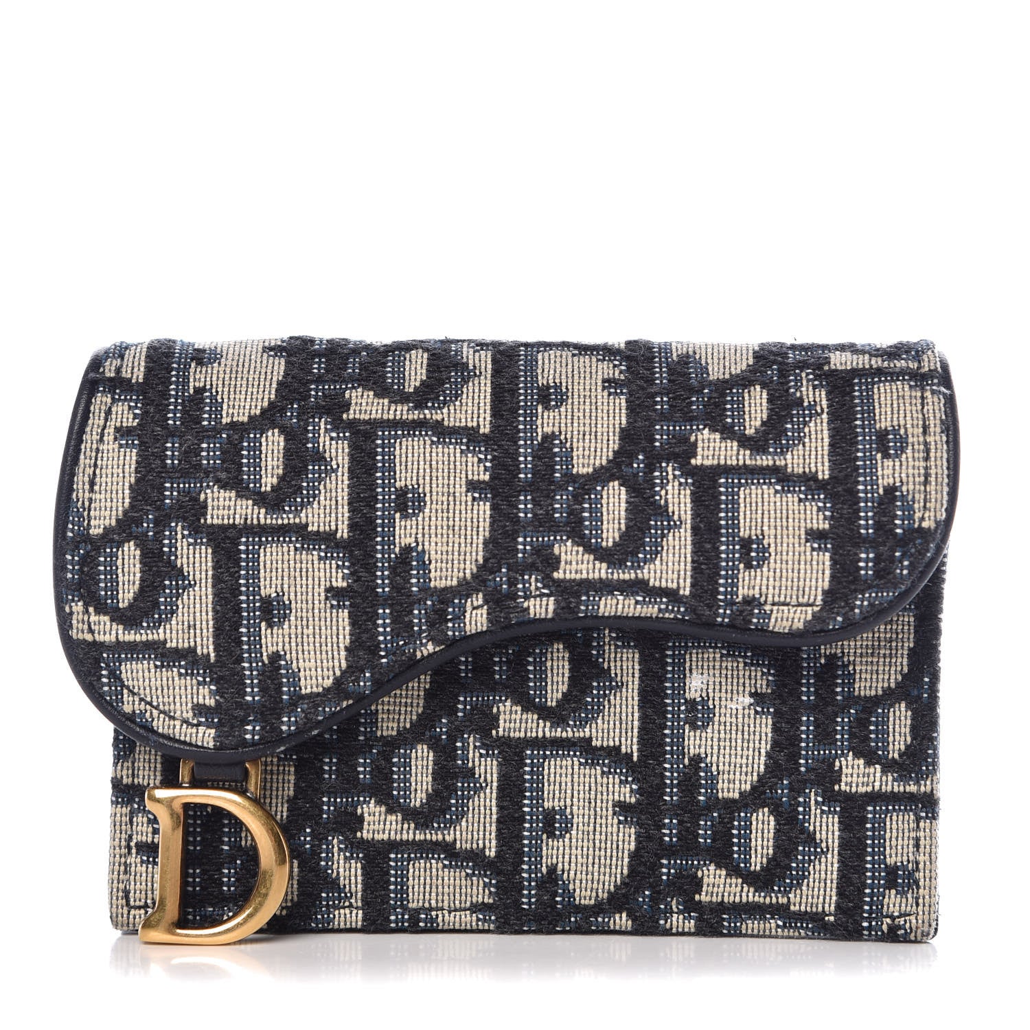 Christian Dior Oblique Saddle Card Holder Blue 1 of 10