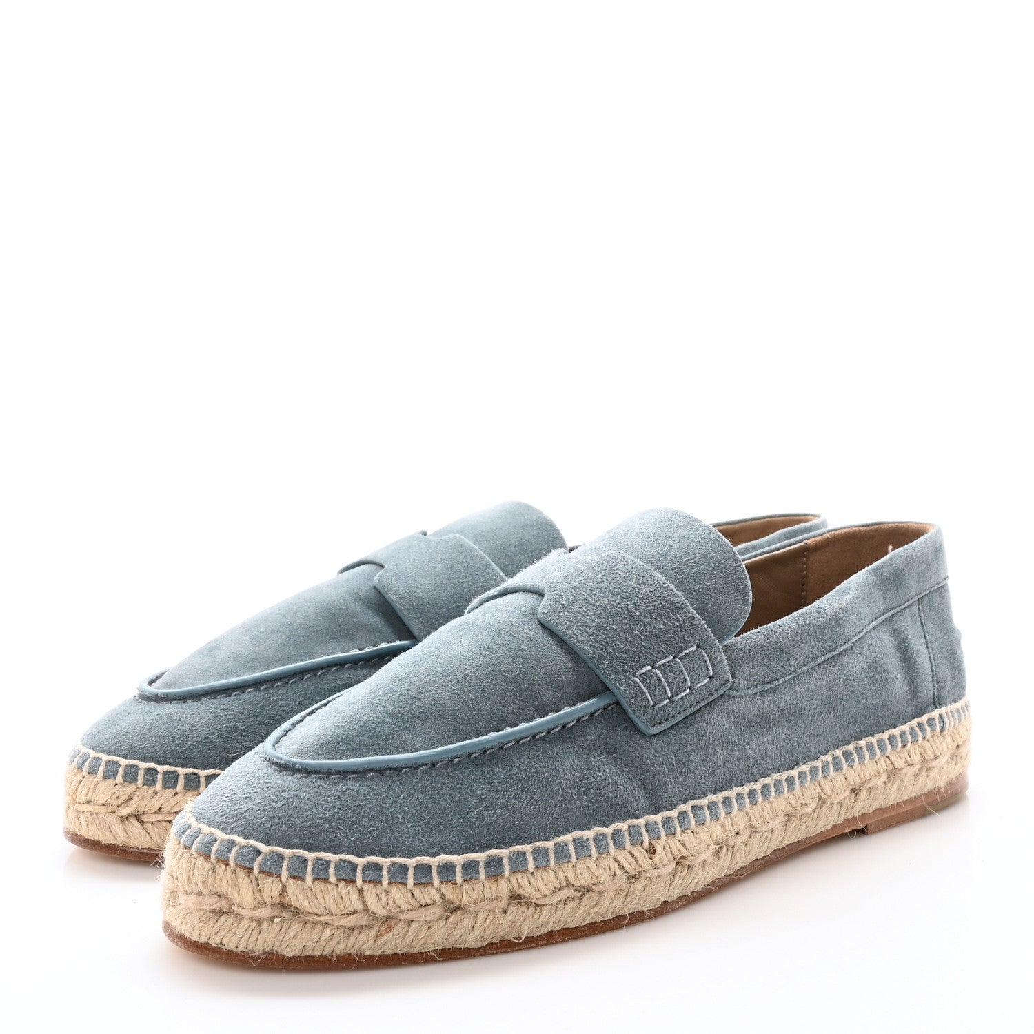 Hermes Suede Goatskin Womens Trip Espadrilles 38 Bleu Pinede 4 of 8