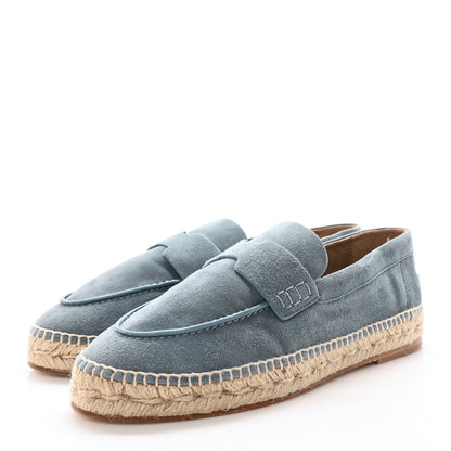 Hermes Suede Goatskin Womens Trip Espadrilles 38 Bleu Pinede 4 of 8