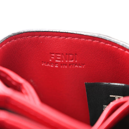Fendi Vitello Cruise F is Fendi Bi-Color FF 1974 Embossed Gusseted Card Holder Maya Black Rosso 6 of 8