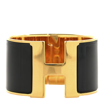 Hermes Enamel Extra Wide Clic Clac H Bracelet PM Black 1 of 5