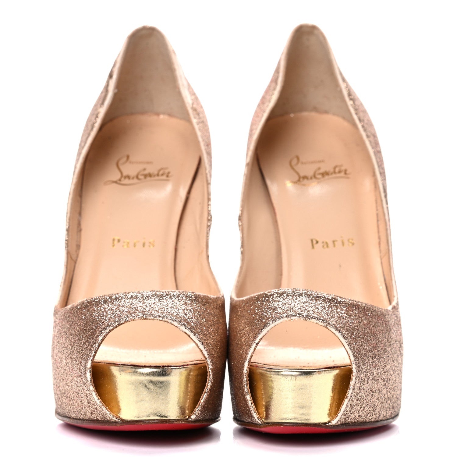 Christian Louboutin Glitter Vendome 120 Pumps 37 Gold 2 of 24