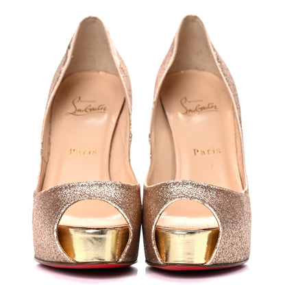 Christian Louboutin Glitter Vendome 120 Pumps 37 Gold 2 of 24