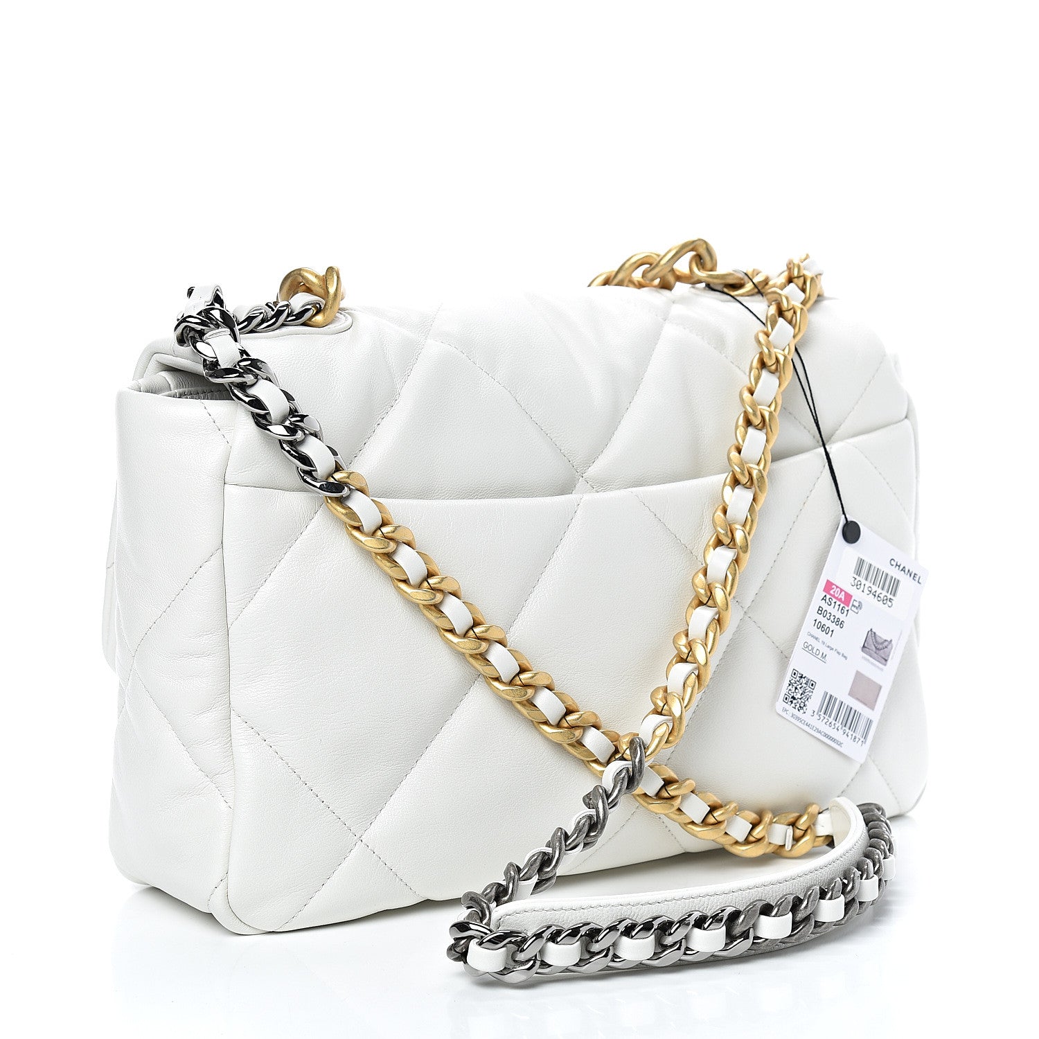 Chanel Goatskin Quilted Large 19 Flap White 3 of 11