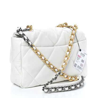 Chanel Goatskin Quilted Large 19 Flap White 3 of 11