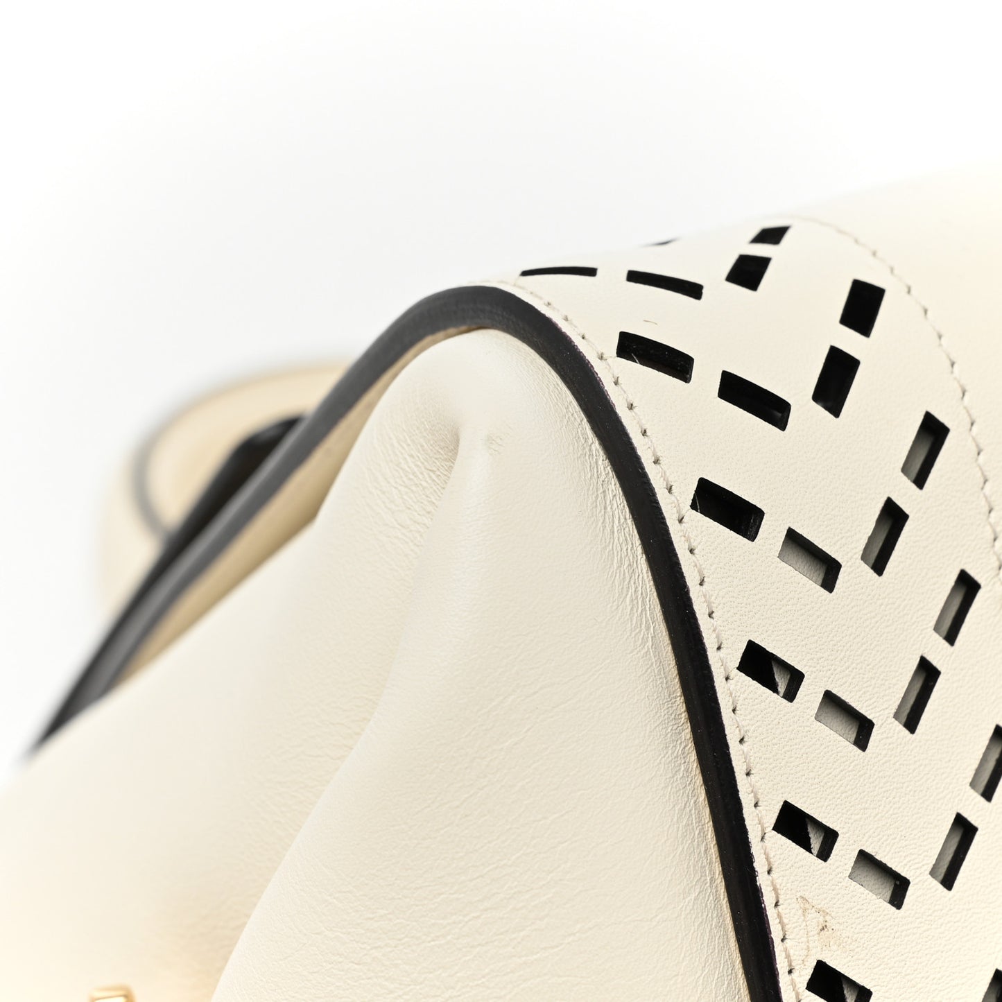Calfskin Perforated Sofia Satchel White