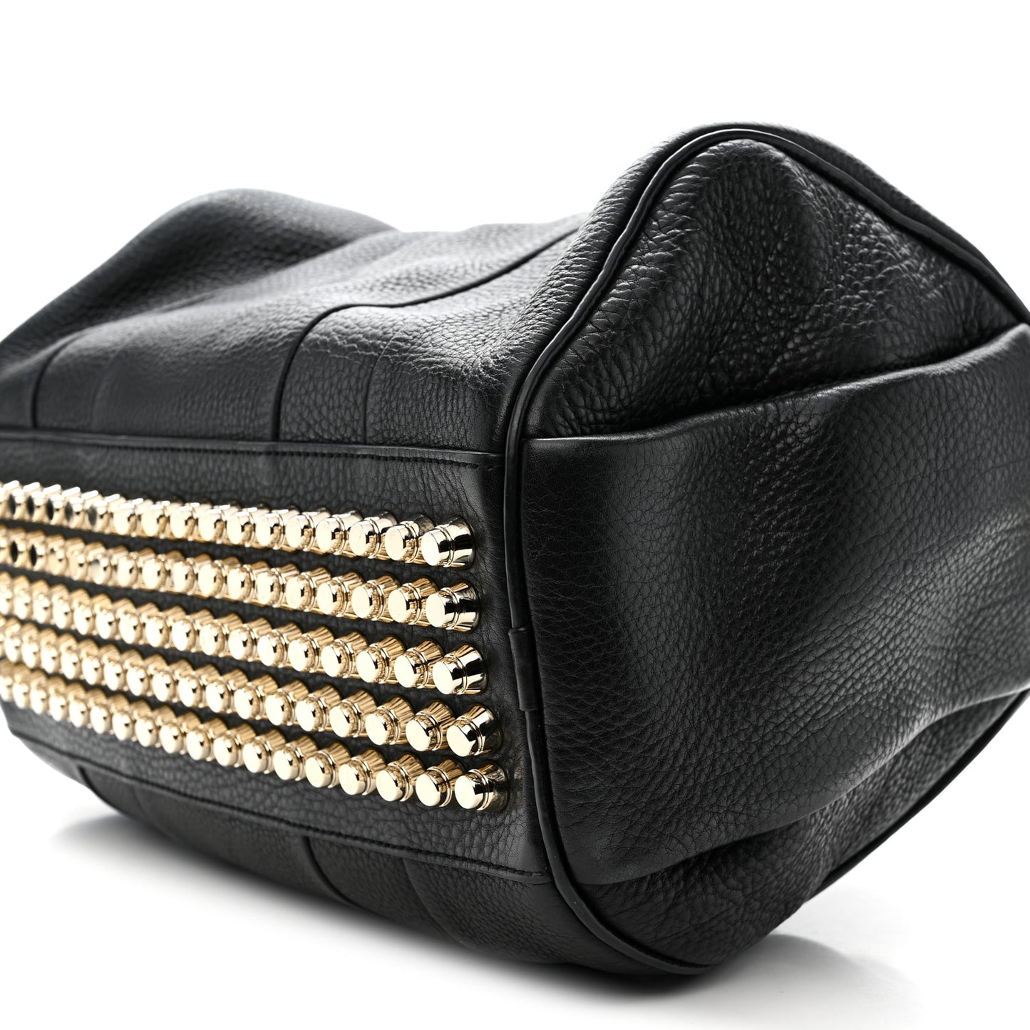 Pebbled Lambskin Rocco Black Pale Gold Hardware