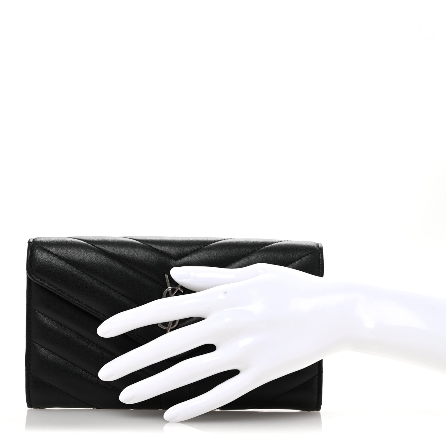 Lambskin Y Quilted Monogram Large Loulou Flap Wallet Black