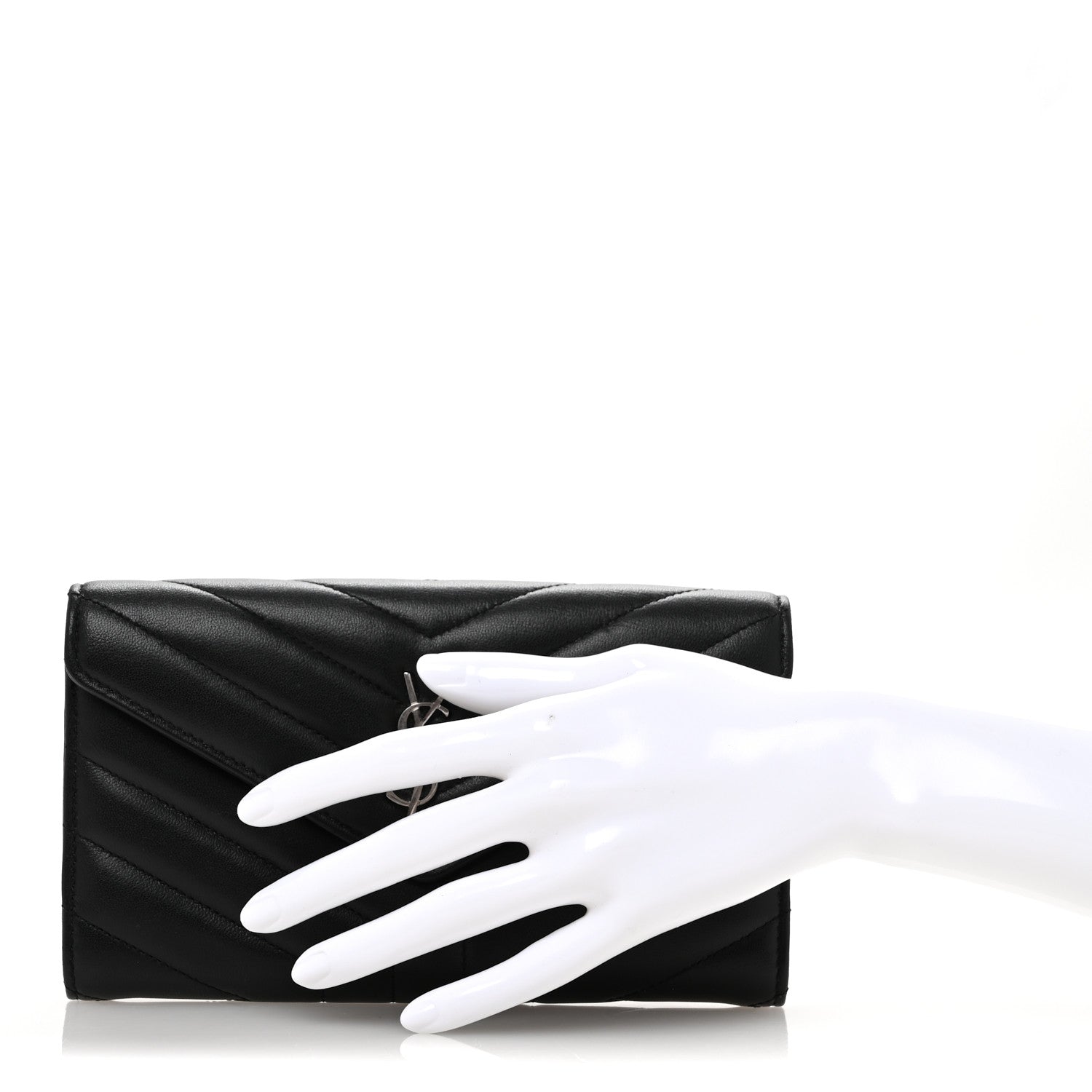 Saint Laurent Lambskin Y Quilted Monogram Large Loulou Flap Wallet Black 2 of 11