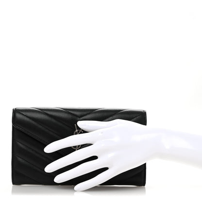 Saint Laurent Lambskin Y Quilted Monogram Large Loulou Flap Wallet Black 2 of 11