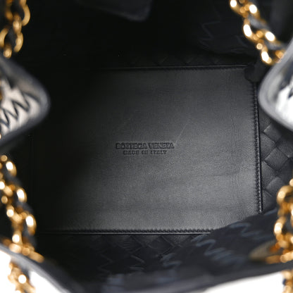 Bottega Veneta Nappa Intrecciato Small Parachute Chain Shoulder Bag Black 5 of 9