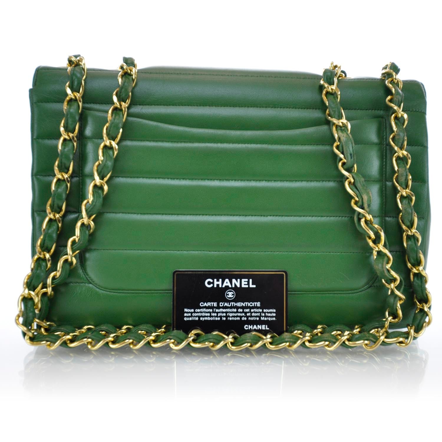 Chanel Lambskin Horizontal Quilt Jumbo Flap Kelly Green 3 of 13