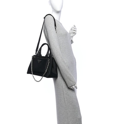 Prada Tessuto Nylon Nappa Zip Pocket Chain Tote Black 2 of 13