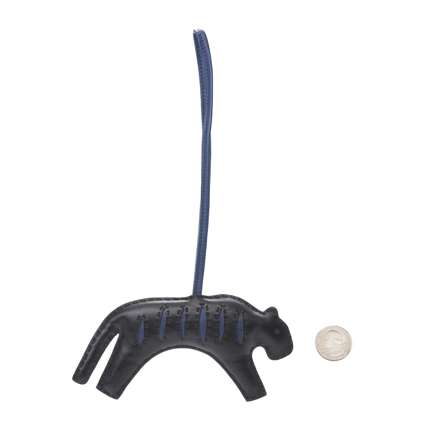 Hermes Milo Lambskin Rooroo Bag Charm Black Bleu de Malte 2 of 4